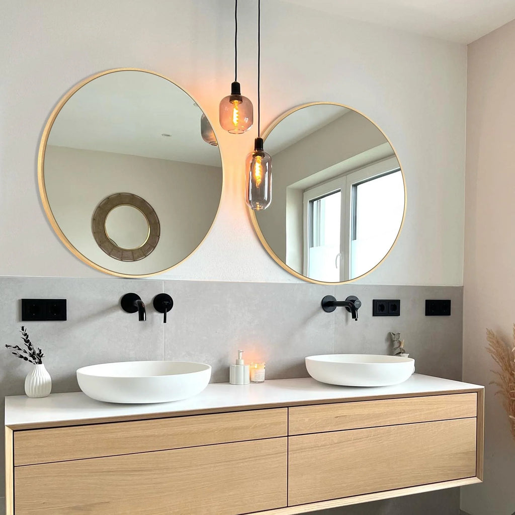 2026 Modern Round Bathroom Vanity Mirror, Wall Mounted Circular Mirror for Bathroom, Bedroom and Home Decor