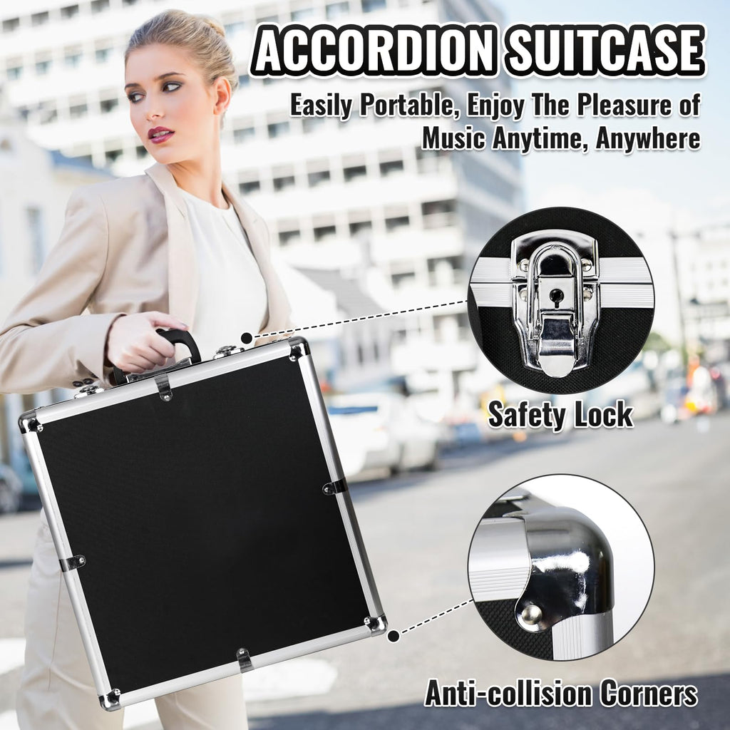 2026 Accordions 31 Key 12 Bass Diatonic G/C/F w Case Strap Gloves Cloth (Gray)