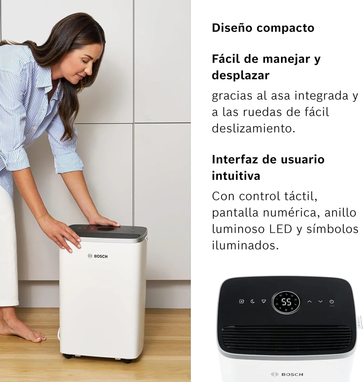 2026 Bosch Deshumidificador Dry 4000 – Fácil. Eficiente. Silencioso. Para tu Hogar y Dormitorio – Para Habitaciones de hasta 33 m² – Secado Rápido para tu Colada