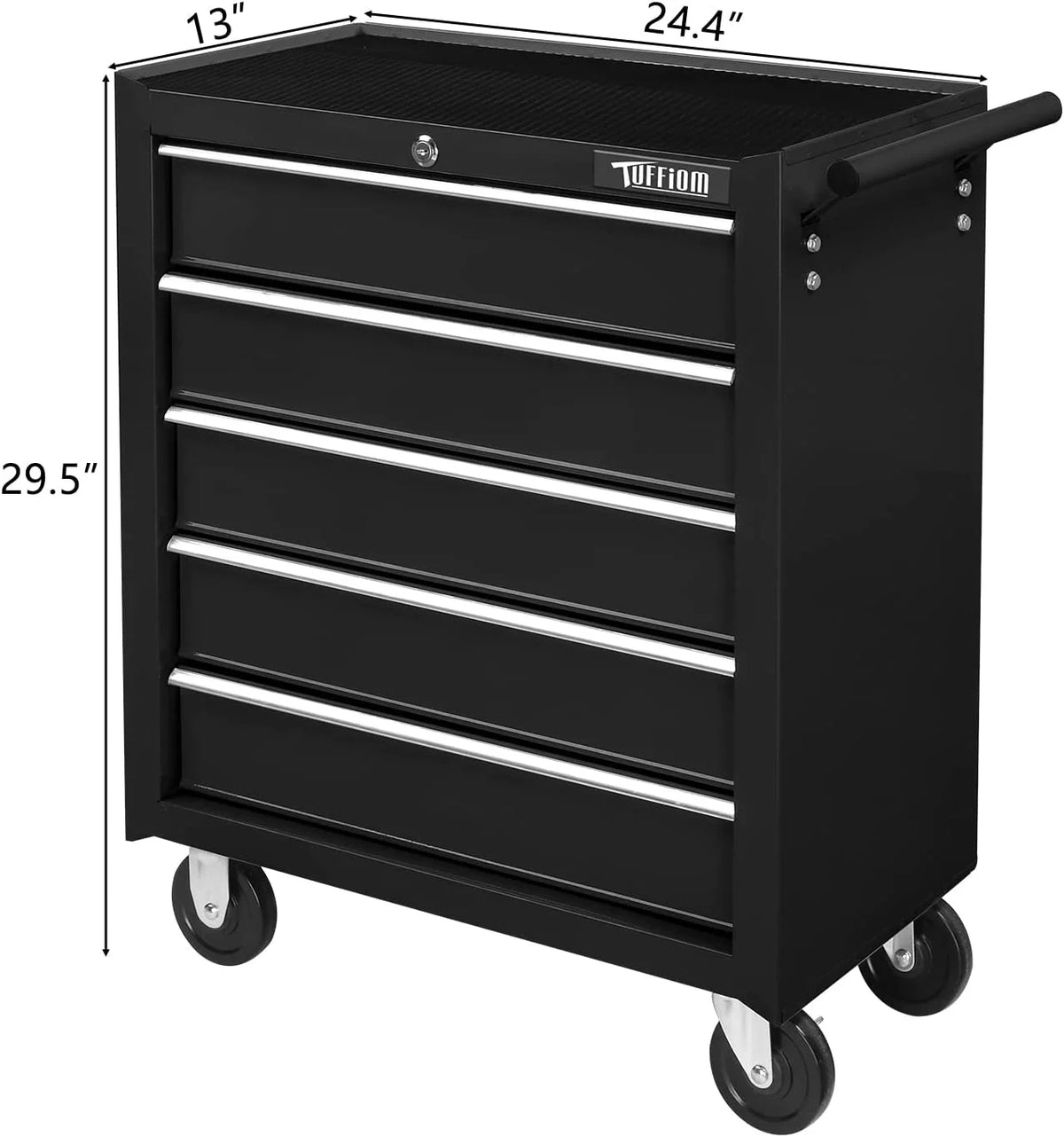 2026 TUFFIOM 5-Drawer Rolling Tool Chest with Lock & Key, Tool Storage Organizer Box Cabinet with Wheels