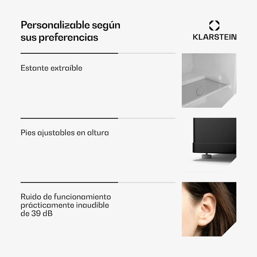 2026 KLARSTEIN Irene Mini Nevera, 31L Nevera/Congelador Compacto Con Temperatura Ajustable – 24°C A 10°C, Eficiente Energéticamente, Silencioso 38 Db Para Dormitorios & Espacios Pequeños