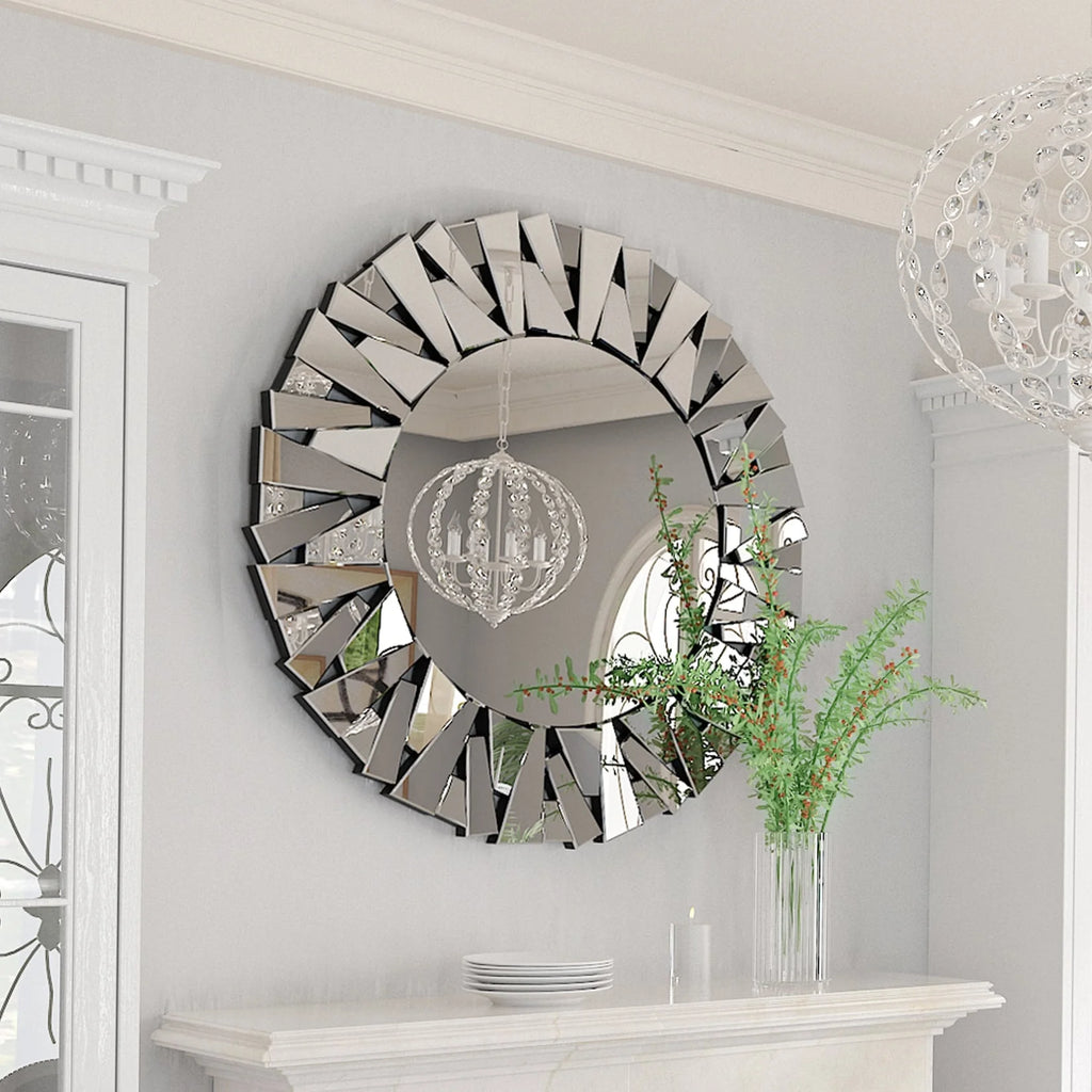 2026 32 Inch Round Decorative Wall Mirror, Glass Accent Mirror for Home Decor