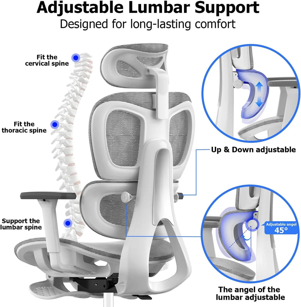 2026 3D Ergonomic Office Chair - High Back Mesh Desk Chair with 3D Adjustable Armrests, Wheels, for Home and Office