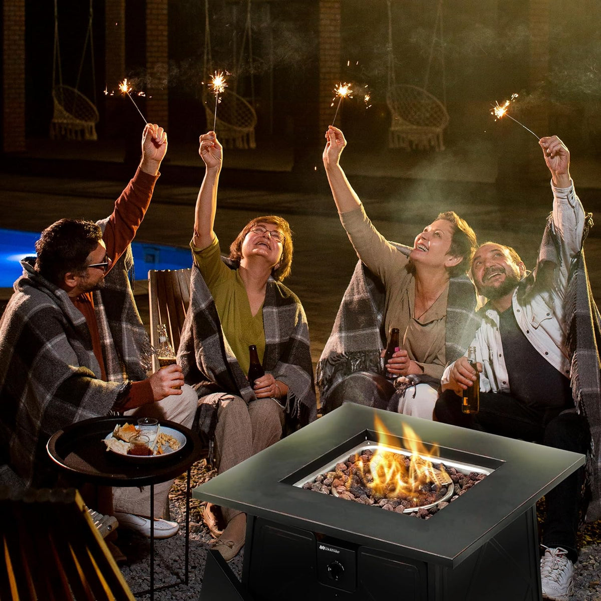 2026 Four Seasons Patio Dual Heat 50,000 BTU Square Gas Fire Pit