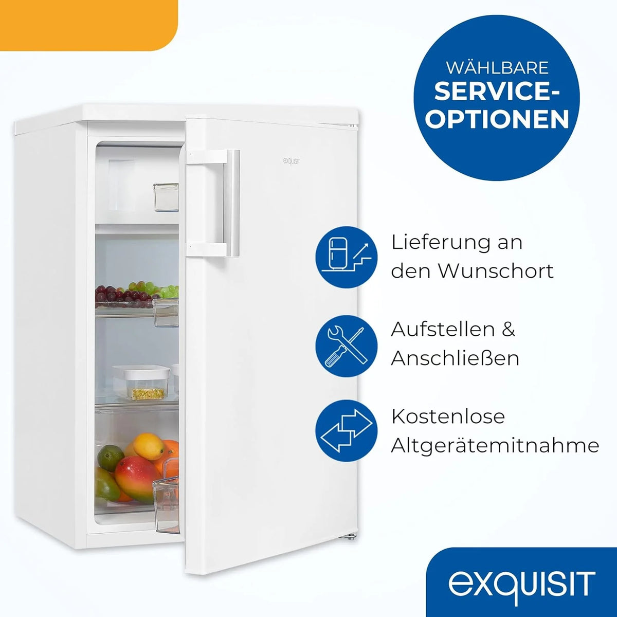 Refrigerador Exquisit 2026 con compartimento congelador, 120 litros, congelador de 4 estrellas, refrigerador independiente, KS516 – 4 – H – 010D Blanco