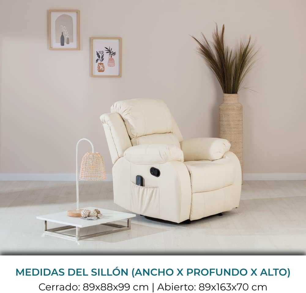 Don Descanso - Sillón Masaje Relax Calor Trevi Negro Reclinable 160º con 8 Motores Silenciosos, Calor Lumbar, Sist. Masaje 4 Zonas y Acabado en PU Anti-Cuarteo [Incluye Mando]. Ideal Gente Mayor 2026