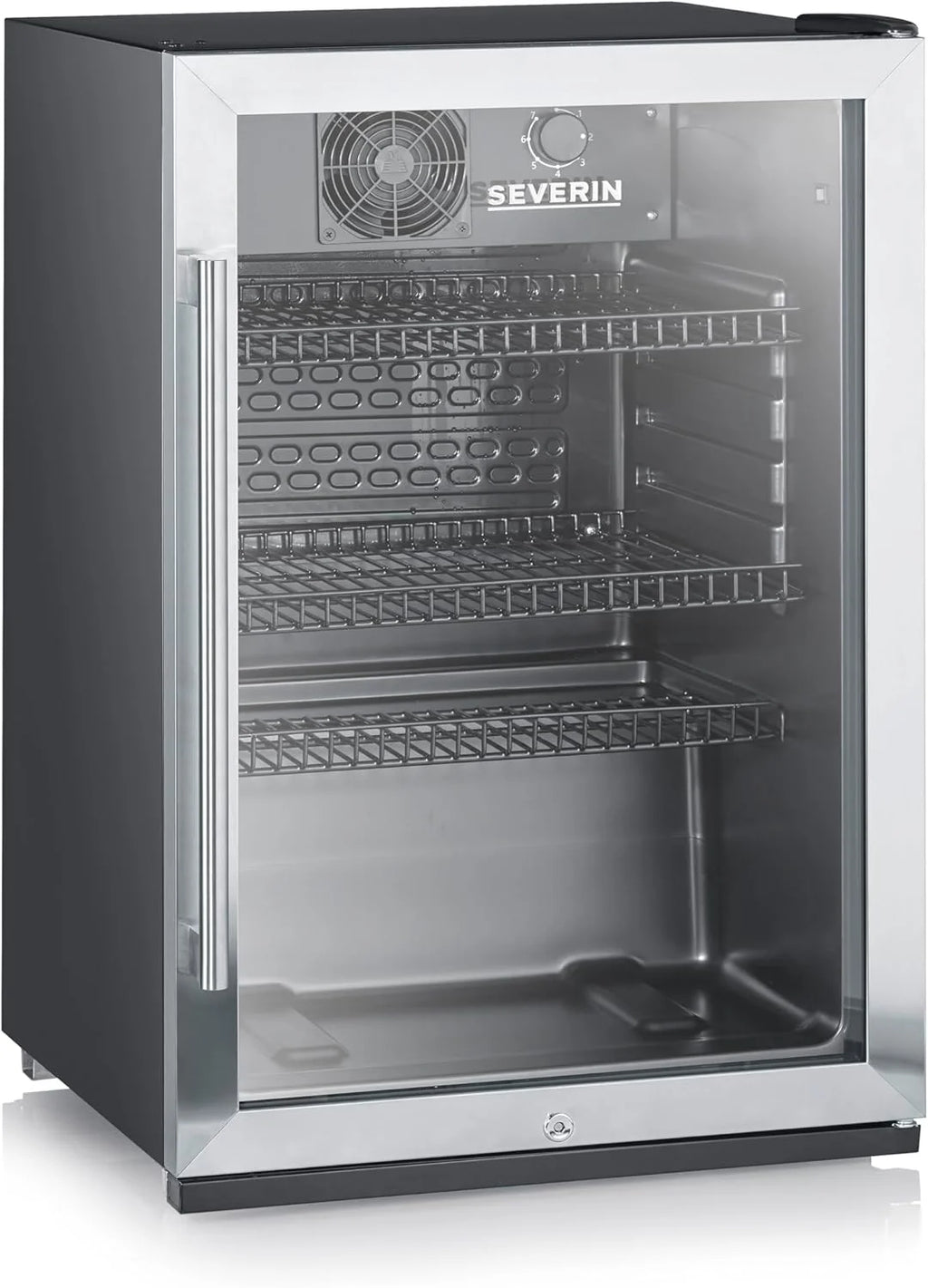 Nevera para botellas SEVERIN 2026, con cerradura integrada e iluminación LED integrada, capacidad neta de 118 L, color negro/plata, FSK 8840