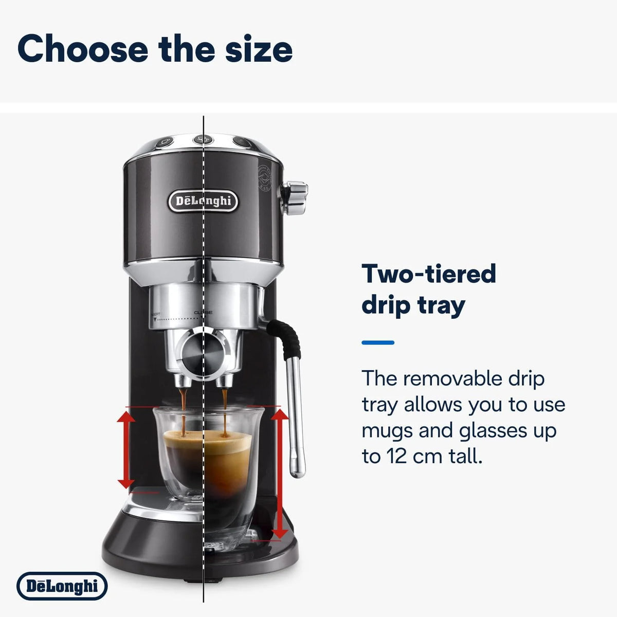 Cafetera espresso De'Longhi Dedica Style EC 685.M de 2026 con portafiltro, espumador de leche profesional, solo 15 cm de ancho, para café molido o cápsulas ESE, depósito de agua de 1 l, color plata.