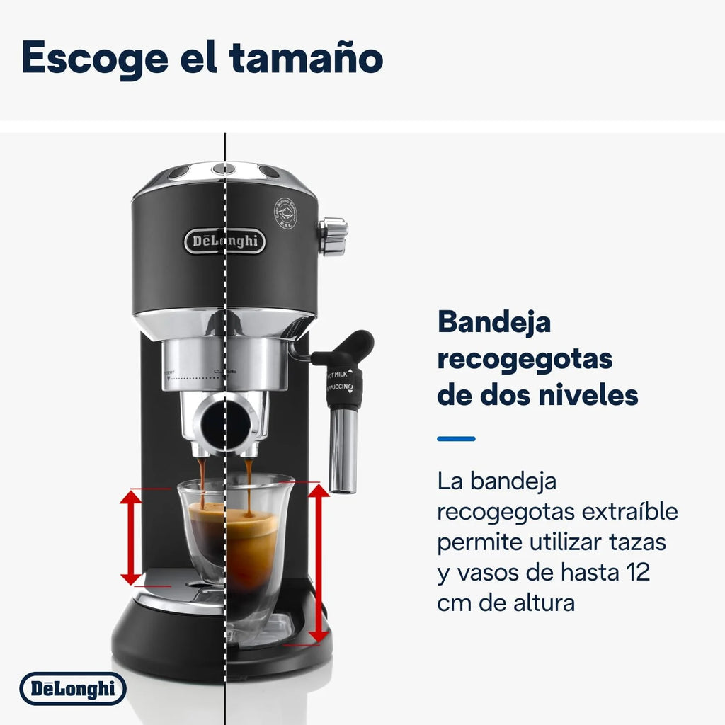 De'Longhi Dedica – Cafetera de Bomba de Acero Inoxidable para Café Molido o Monodosis, Espresso y Capuchino, Depósito de 1.3 Litros, Sistema Antigoteo, Modelo EC685.M, Color Metal 2026