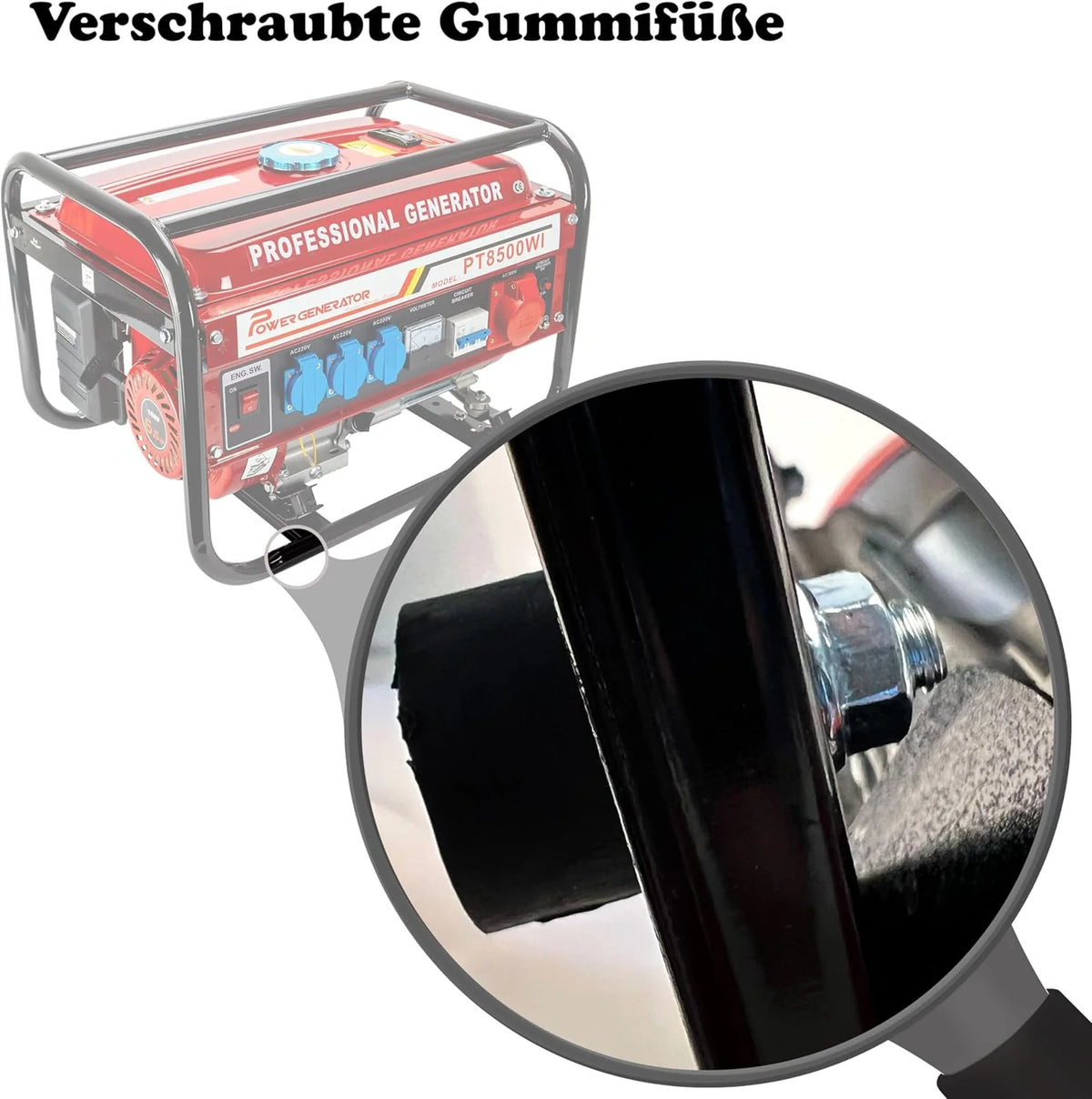 Generador de gasolina 2026 | Generador eléctrico con accesorios | Generador de emergencia silencioso | 5 tomas de corriente: 3 x 230 V / 1 x 400 V / 1 x 12 V | 6,5 CV (Generador con arranque por cuerda)