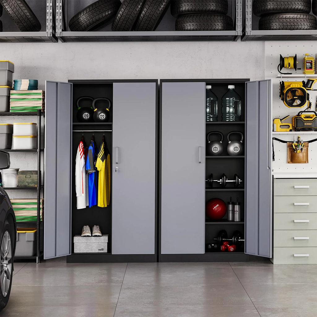 2026 STANI Metal Storage Cabinet with Locking Doors, Garage Lockable Steel Cabinets with 4 Doors and 5 Shelves for Home, Garage, Pantry Workshop Warehouse