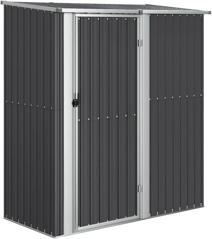 2026 vidaXL Cobertizo Jardín Cabaña Troncos Armario Herramientas Almacenamiento Exterior Patio Aire Libre Acero Galvanizado Antracita 180,5x97x209,5 cm