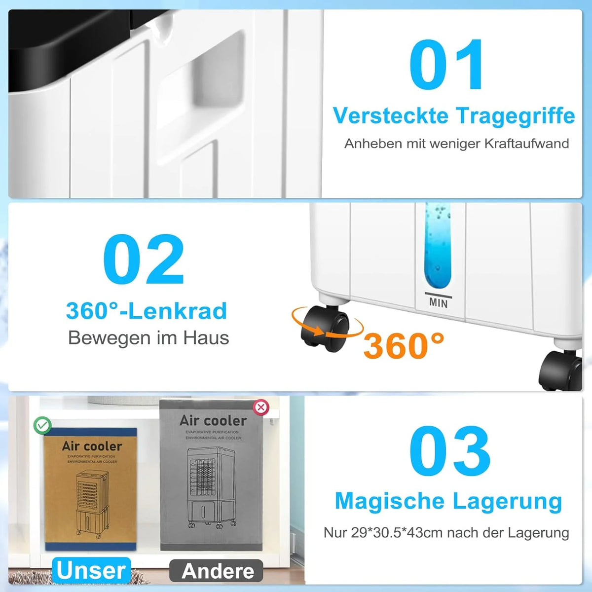 Aire acondicionado portátil 2026 sin manguera de escape, 14L 60W, con temporizador de 12 horas, 3 modos, 40dB, oscilación de 120°, depósito de agua extraíble, mando a distancia, silencioso, ideal para apartamentos y habitaciones.