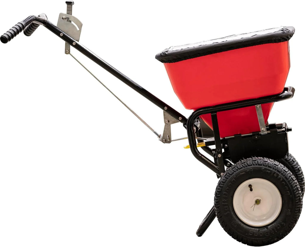 2026 Walk Behind Push Spreader, 100LB Capacity, for Salt, Ice & Snow Melt, Included Grate & Cover with Enclosed Gearbox for Protection