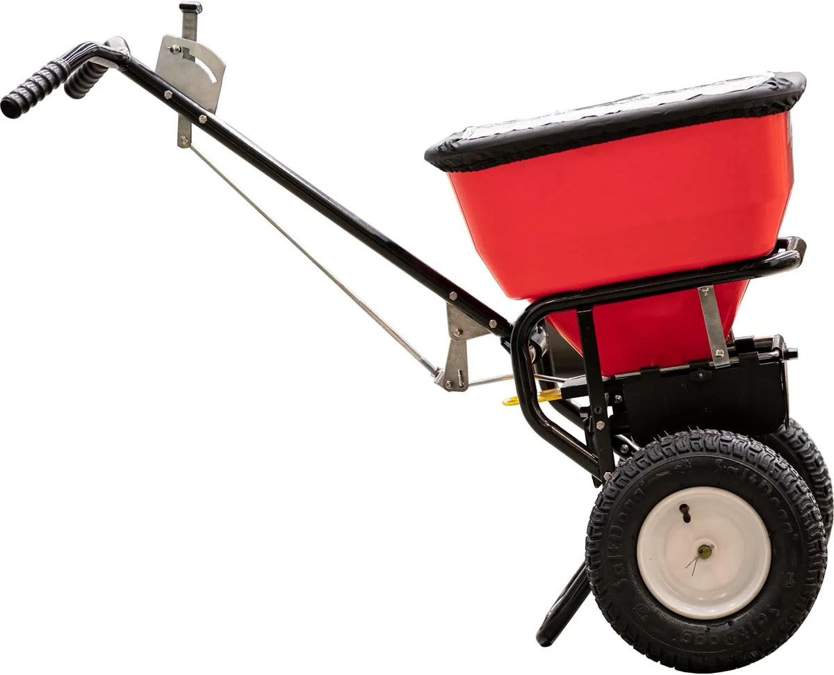 2026 Walk Behind Push Spreader, 100LB Capacity, for Salt, Ice & Snow Melt, Included Grate & Cover with Enclosed Gearbox for Protection