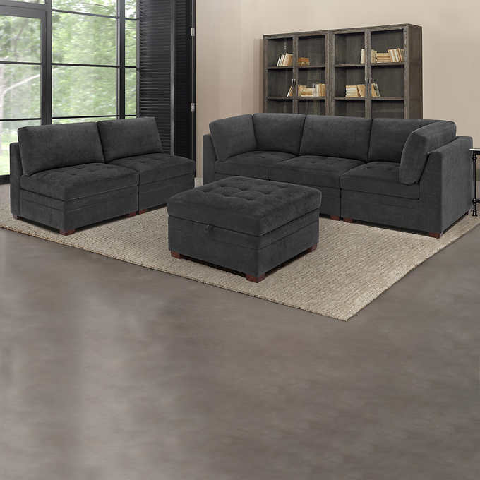2026 Thomasville Tisdale Fabric Sectional with Storage Ottoman