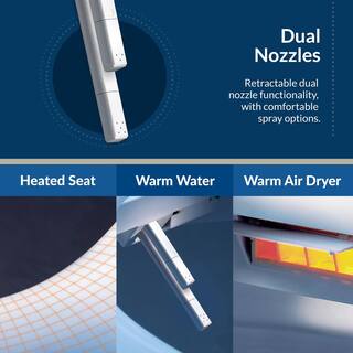 2026 USPA 6800 Luxury Electric Bidet Seat for Elongated Toilets in White USPA6800-E