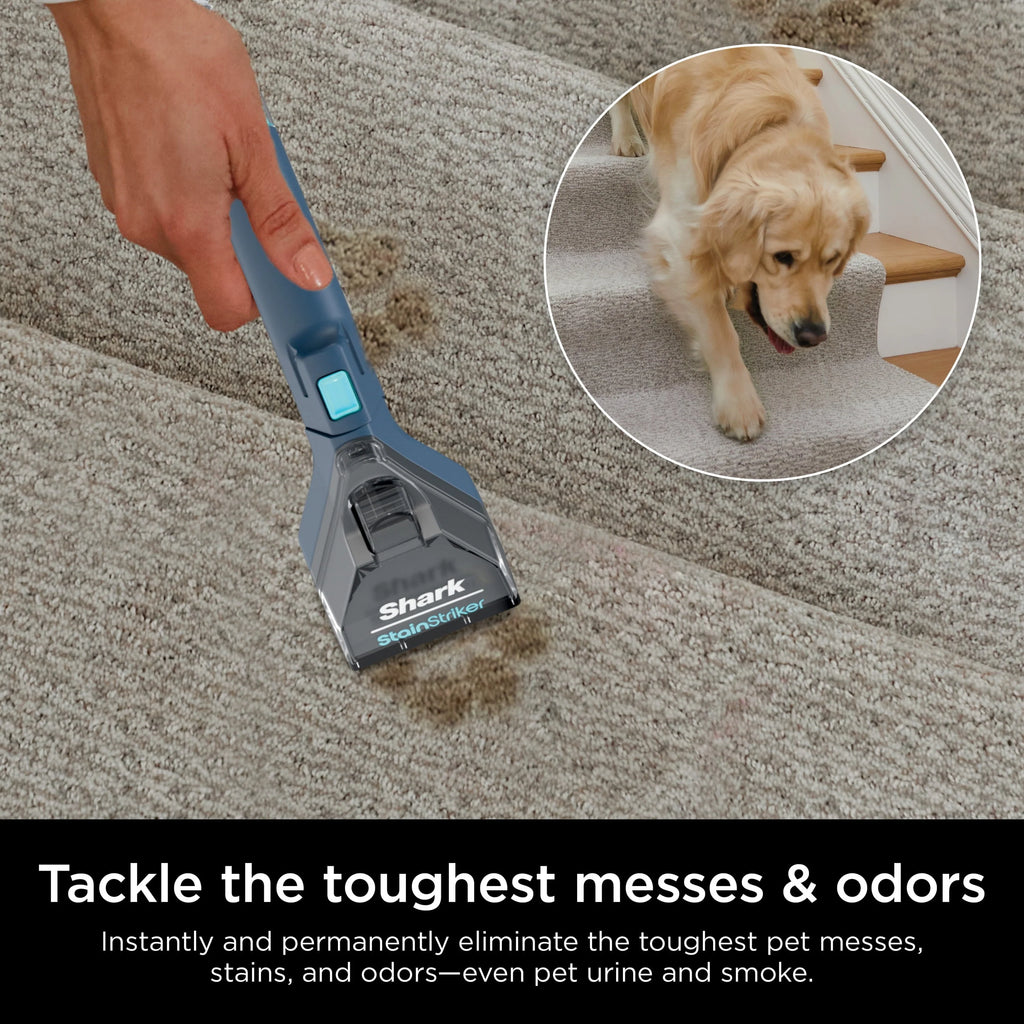 2026 Shark CarpetXpert with StainStriker, Upright Carpet, Area Rug & Upholstery Cleaner for Pets, Built-in Spot & Stain Eliminator, Deep Cleaning & Tough Stain Removal, Carpet Shampooer, Navy, New,EX200