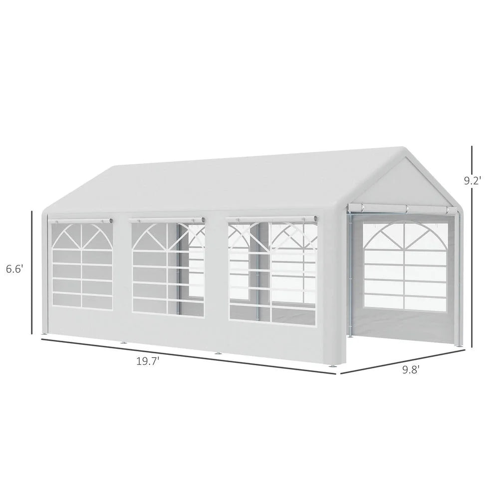 2026 Topcobe 10' x 20' Heavy Duty Party Tent & Carport with Removable Sidewalls and Double Doors, Large Canopy Tent, Sun Shade Shelter, Outdoor Patio Canopy for Garden Backyard Parties, BBQ, White