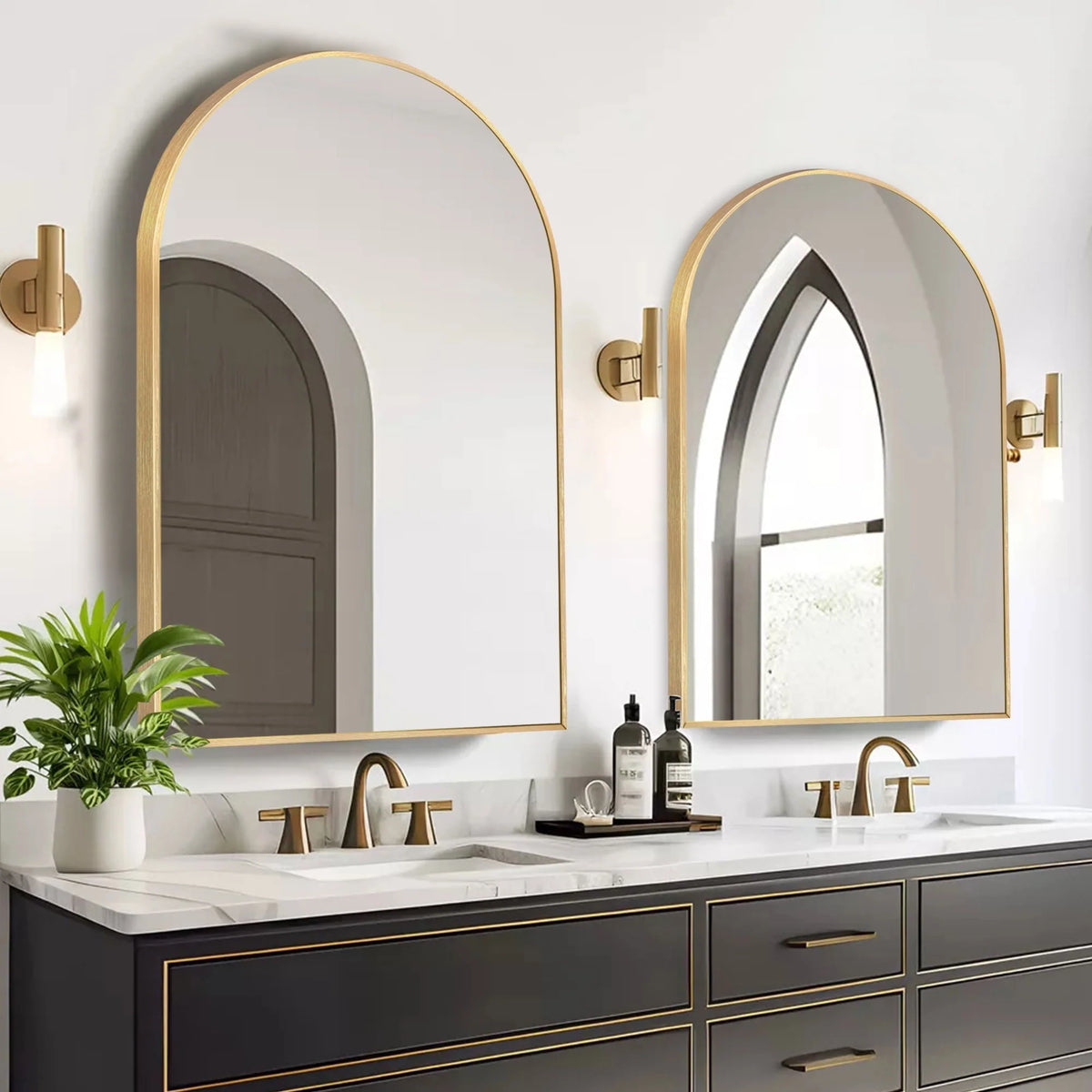 2026 Modern Arch Aluminum Bathroom Wall Mirror, Wall Mounted Vanity Mirror for Bathroom, Bedroom and Home Decor
