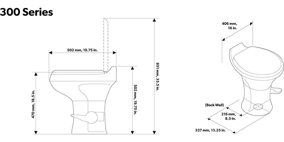 2026 Dometic 302300071 300 Series Standard Height Heavy Duty Plastic RV Toilet, White