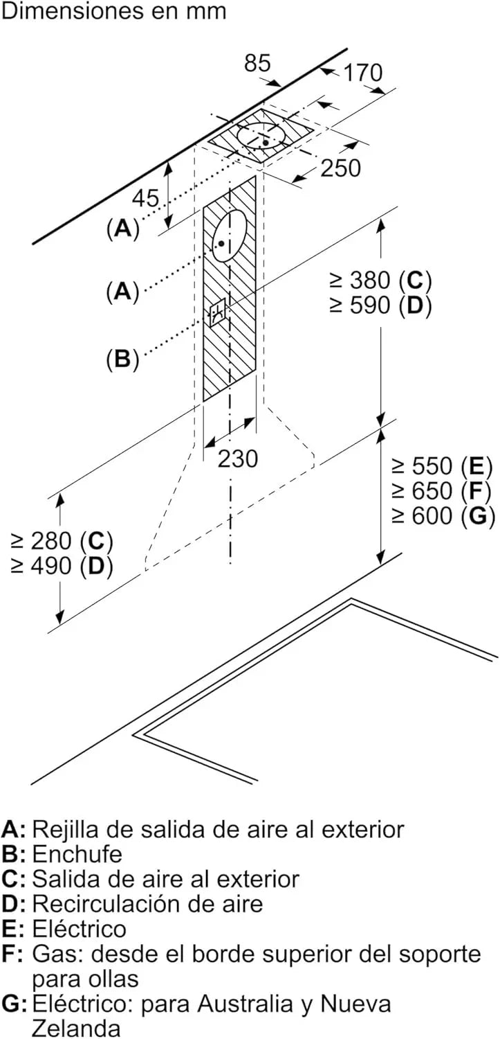 2026 Balay – Campana Exrtactora Decorativa de Pared Piramidal, 90 cm de ancho, 3 potencias de extracción, Instalación en Salida de Humos o Recirculación, Acero Inoxidable, 3BC696MX
