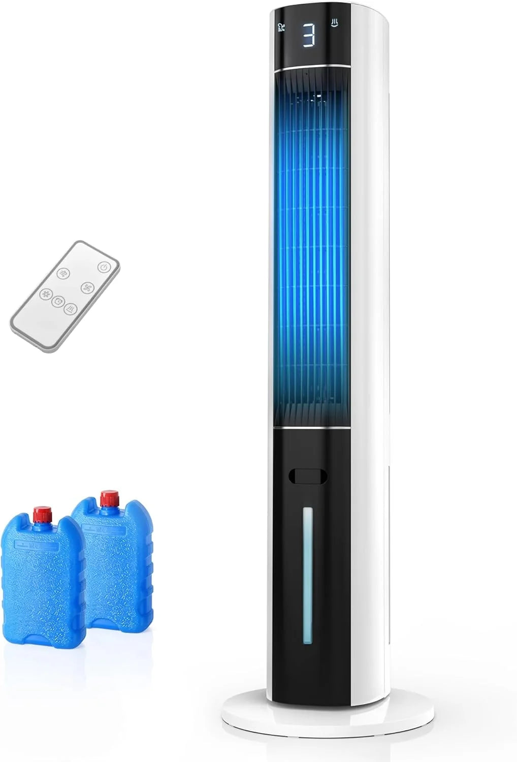 Ventilador de torre 2026 con enfriador de aire por agua – Aire acondicionado portátil sin manguera de escape, ventilador silencioso, 3 modos – Temporizador de 12 horas – Aroma – Control remoto, para habitaciones y apartamentos