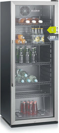 Nevera para botellas SEVERIN 2026, con cerradura integrada e iluminación LED integrada, capacidad neta de 118 L, color negro/plata, FSK 8840