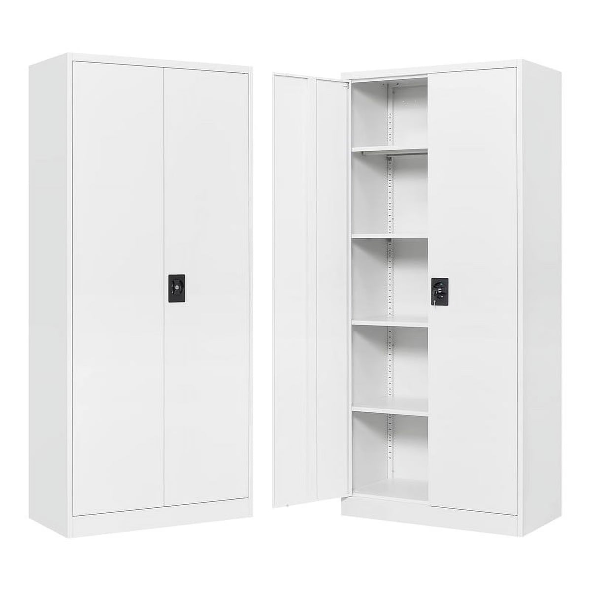 2026 STANI Metal Storage Cabinet with Locking Doors, Garage Lockable Steel Cabinets with 4 Doors and 5 Shelves for Home, Garage, Pantry Workshop Warehouse