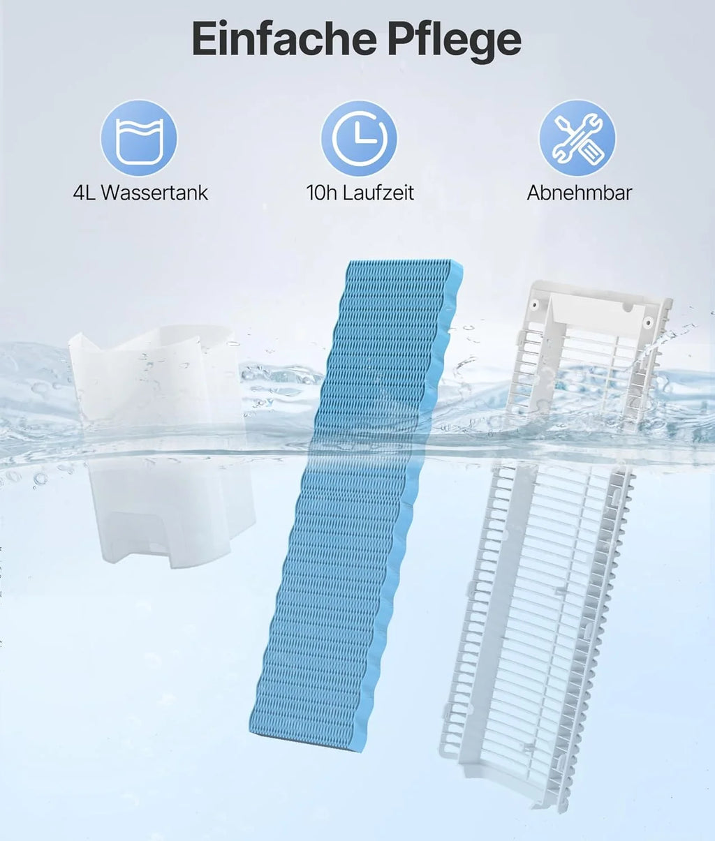 Ventilador de torre 2026 con enfriador de aire por agua – Aire acondicionado portátil sin manguera de escape, ventilador silencioso, 3 modos – Temporizador de 12 horas – Aroma – Control remoto, para habitaciones y apartamentos
