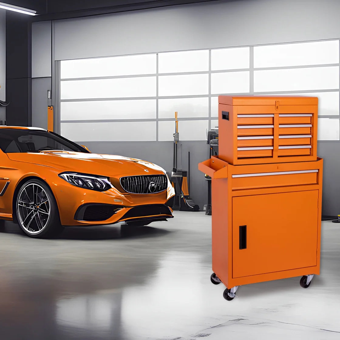 2026 5-Drawer Rolling Tool Chest, 2 in 1 Detachable Tool Box with Lockable Wheels, Adjustable Shelf, and Liner for Garage and Workshop Storage (Yellow)