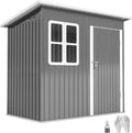 2026 Outsunny Caseta de Jardín Exterior, 2,55 m² 221x133x190 cm, Cobertizo de Jardín Exterior Metálico con Ventana, Puerta con Cerradura y Ventilaciones, para Almacenamiento de Herramientas, Gris Oscuro