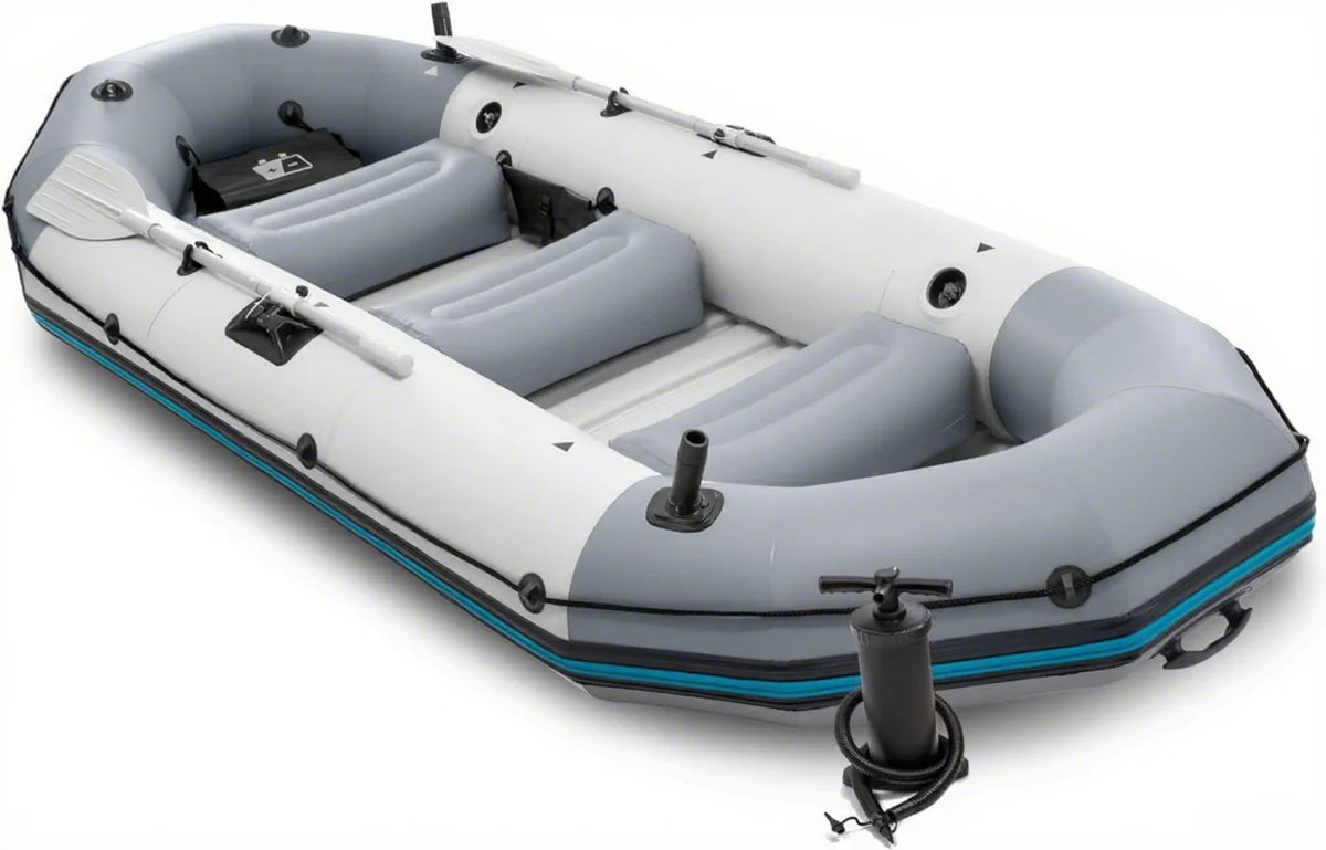 2026 Inflatable Boat Set: Includes Deluxe 54IN Boat Oars and High-output Pump Wear-resistant Keel Removable Fishing Rod Holders 4-PERSON 1100LB…