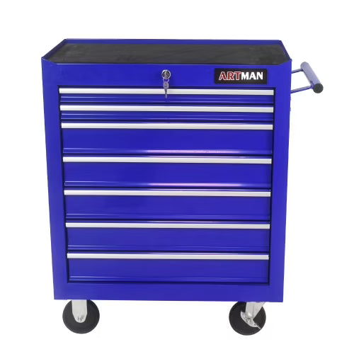 2026 POVANLI  7-Drawer Rolling Tool Chest with Wheels Multifunctional Tool Chest Portable Tool Storage Cabinet with Locking System for Garage Workshop Warehouse Repair Shop