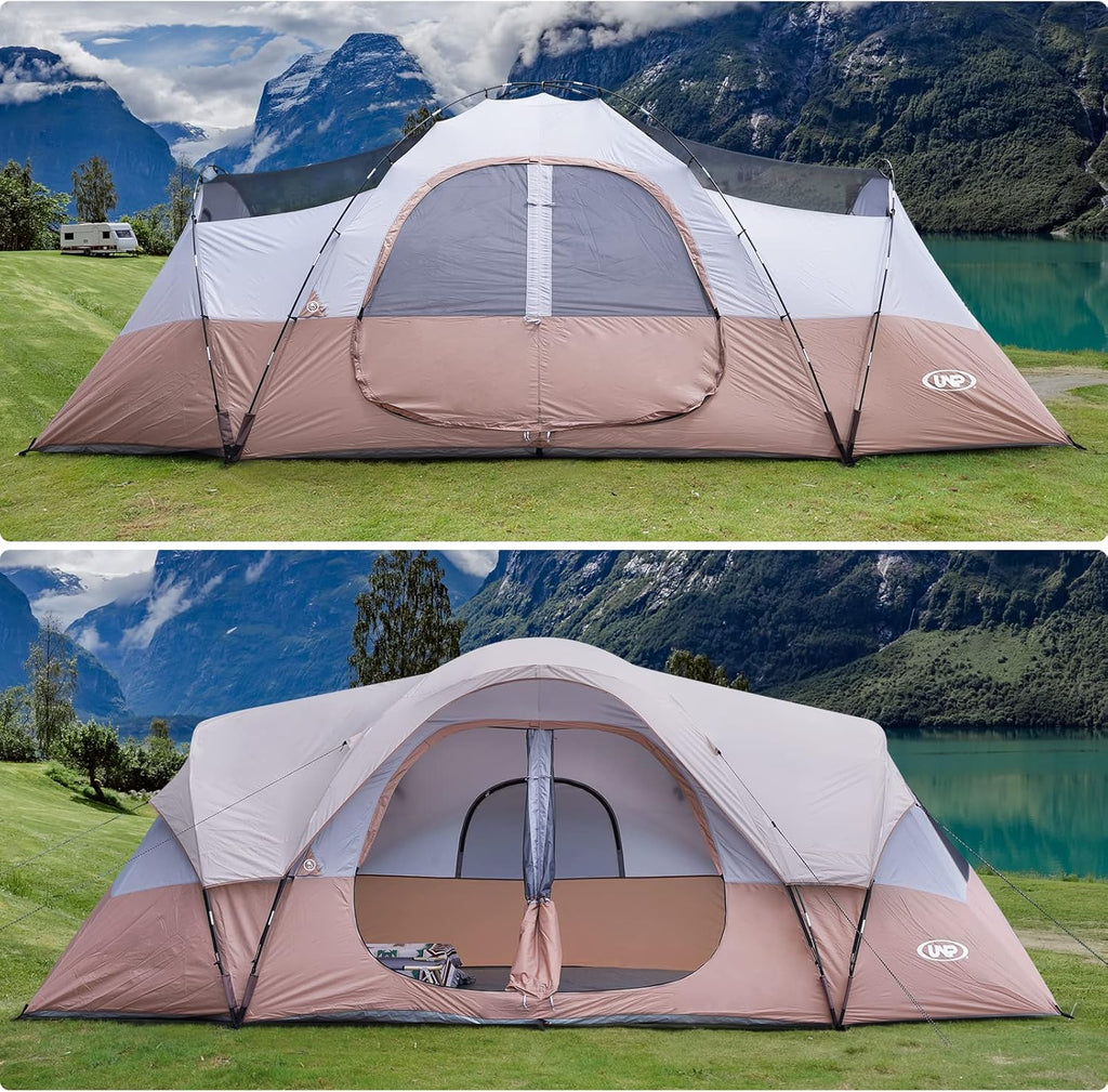 2026 Camping Tent 10-PERSON-FAMILY Tents, Parties, Music Festival Tent, Big, Easy Up, 5 Large Mesh Windows, Double Layer, 2 Room, Waterproof,…
