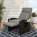 Tumbona de ratán Grand Patio 2026 con cojín de asiento, sillón, respaldo ajustable, para uso interior y exterior, gris oscuro – Cojín de asiento gris oscuro y ratán marrón.