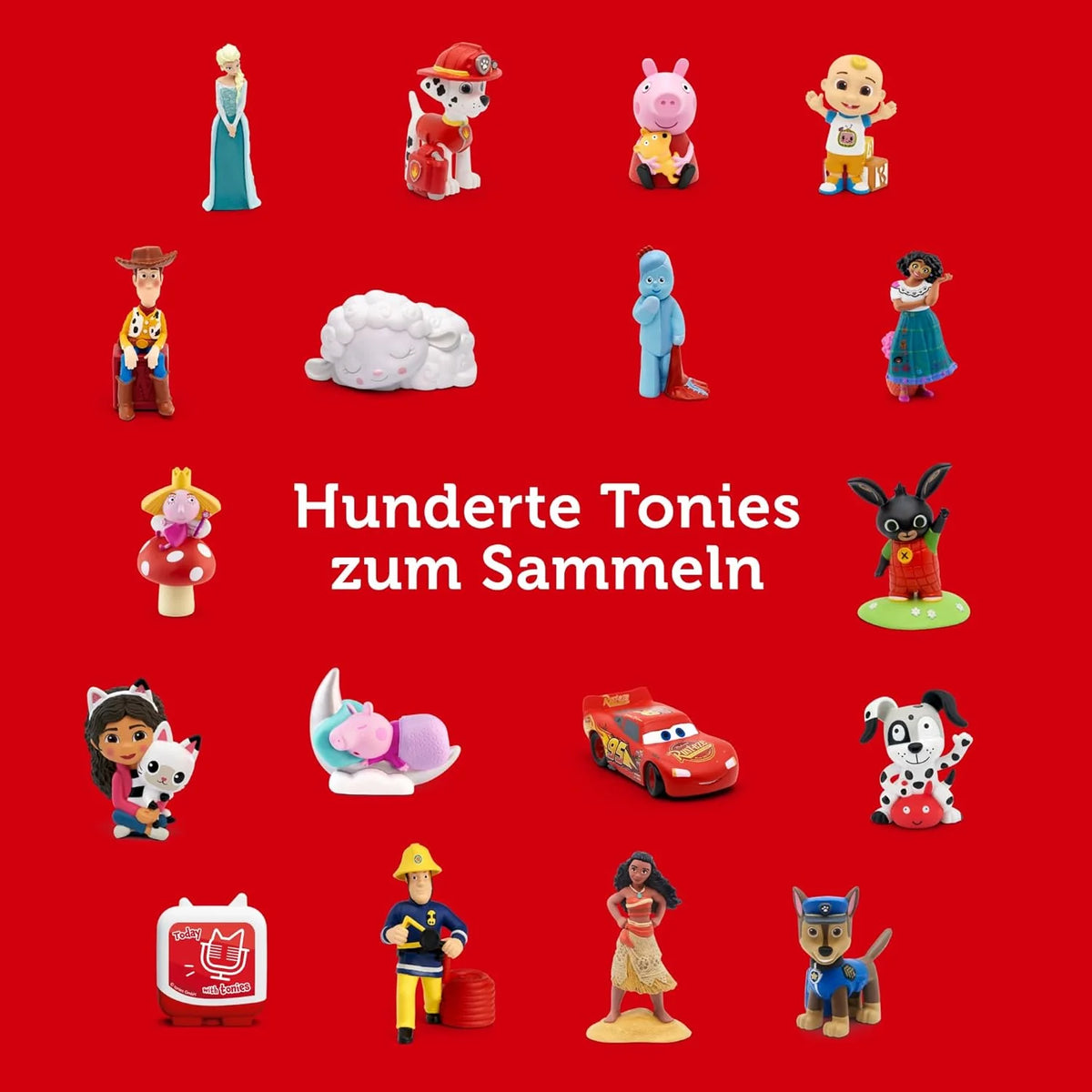 Paquete adicional Toniebox 2026: Set de inicio Toniebox azul con Creative – Tonie + 4 figuras de audio de Disney Animal Heroes, reproductor de audio para audiolibros y canciones, caja de música inalámbrica con reproducción de audio Disney.