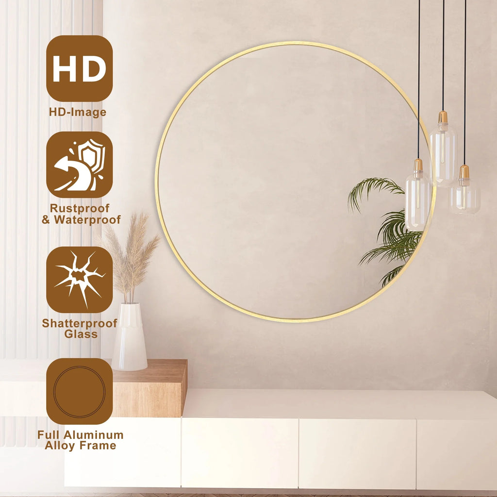 2026 Modern Round Bathroom Vanity Mirror, Wall Mounted Circular Mirror for Bathroom, Bedroom and Home Decor