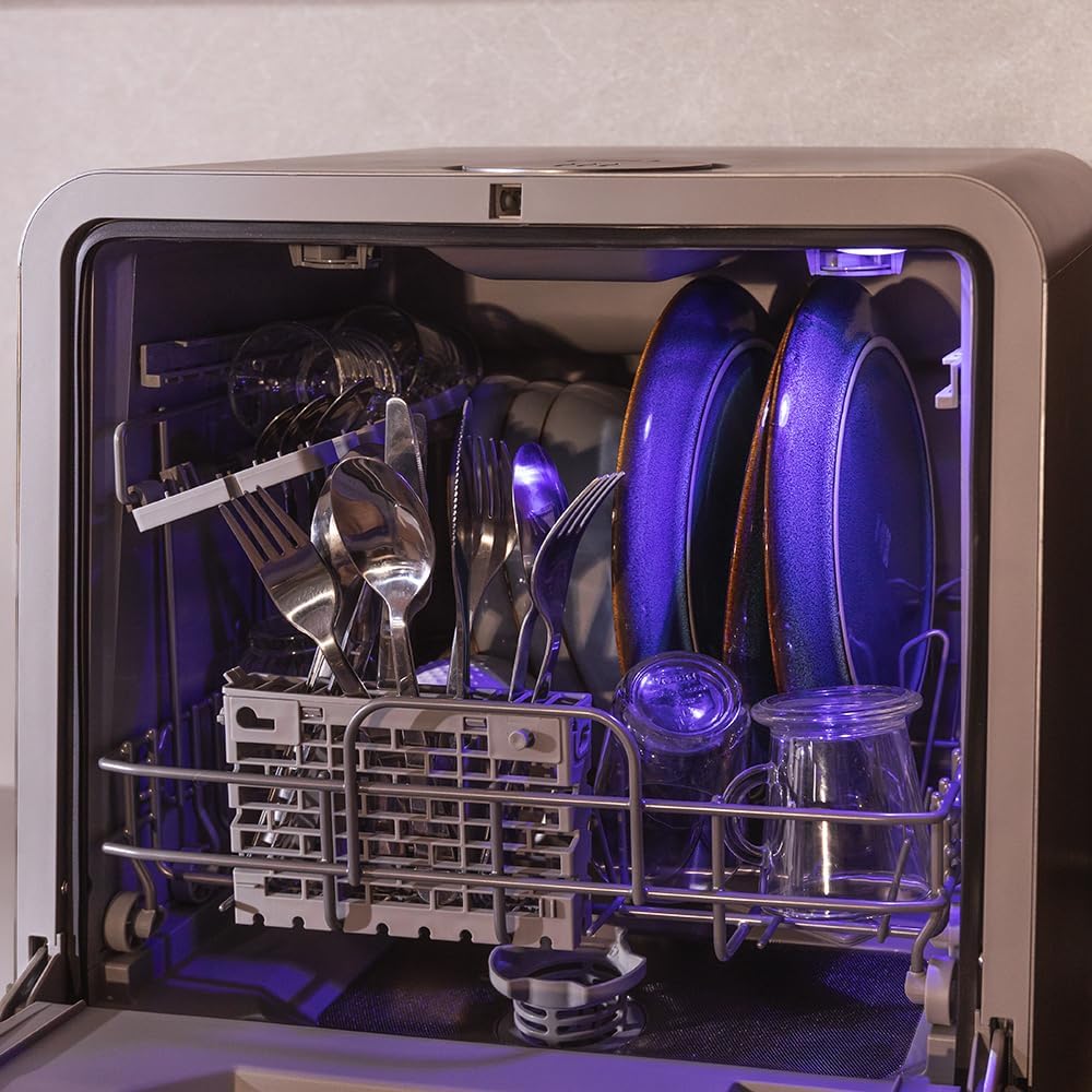 2026 Cecotec Lavavajillas Compacto Libre Instalación Sobremesa Bolero Aguazero 1150 Dark. 3 Cubiertos, Bajo Consumo, 6 Programas, Touch Control Panel, Funciones como Long Storage y Delay Start, Dark Inox