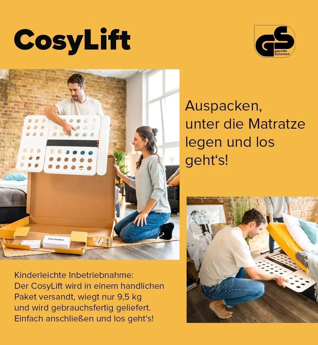 2026 COSYLIFT Base de cama de láminas, complemento para somier – Elevador ajustable eléctricamente para bases de cama de láminas y colchones, para todo tipo de camas y somieres – con motor y control manual