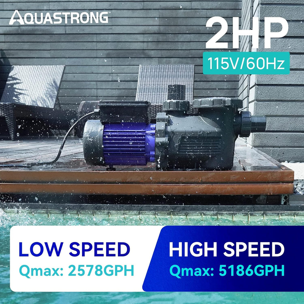 2026 Aquastrong in Above Ground Pool Pump High Flow with Timer 2HP 8917 Gph 220V