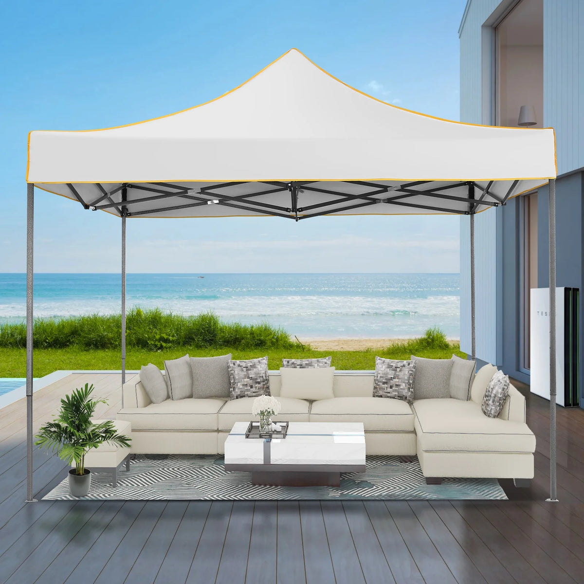 2026 SANOPY 10'x10' Pop up Canopy Tent Anti-UV Waterproof Outdoor Gazebo Instant Party Wedding Backyard Canopy Tent Shade Shelter for Backyard, Patio, Parties,Khaki