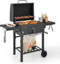 2026 COSTWAY Barbacoa Carbon XXL, Barbacoa Portatil 128 x 54x 117 cm, Tapa, Termómetro, 2 Mesas Laterales Plegables, 8 Ganchos, 2 Ruedas y Abridor de Botellas