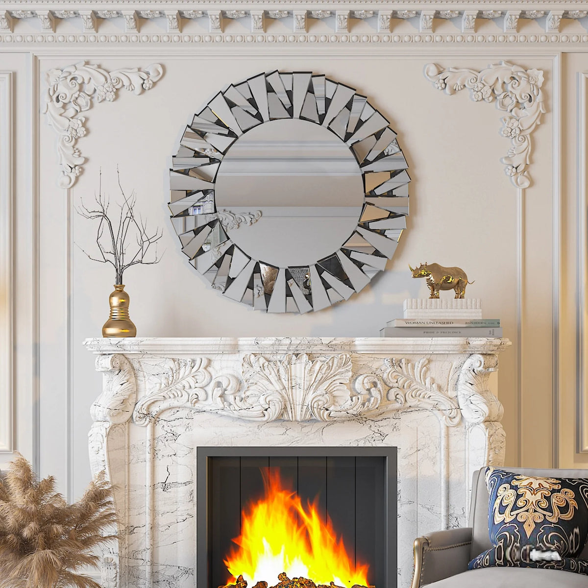 2026 32 Inch Round Decorative Wall Mirror, Glass Accent Mirror for Home Decor