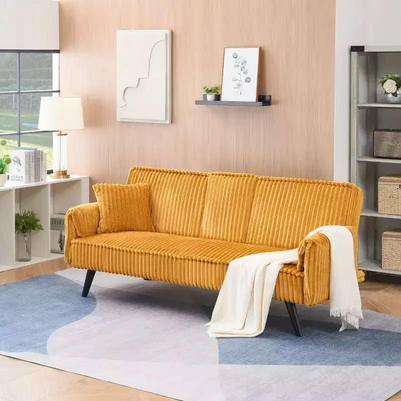 2026 Sofá cama de dos plazas convertible – Pana, respaldo ajustable y portavasos, 182,9 cm