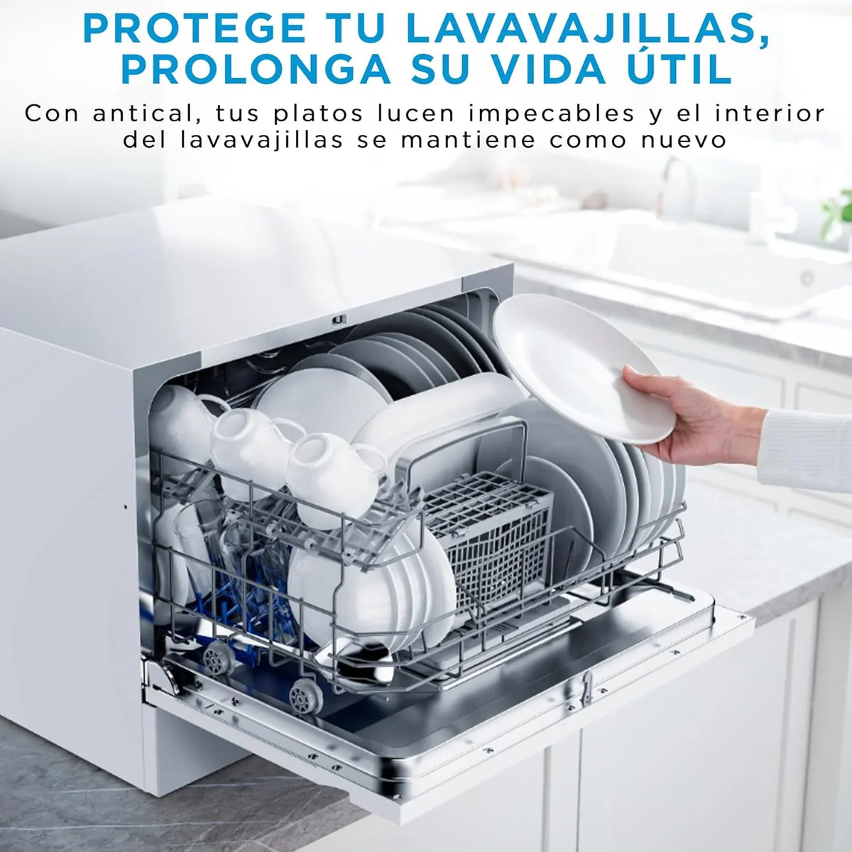 2026 Midea Lavavajillas Pequeño Blanco 55 cm para 6 servicios – Lavavajilla Compacto y Portatil sin Instalación – Lavaplatos con Programa Eco Ahorro, Filtro Antibacterias y Programación Horaria
