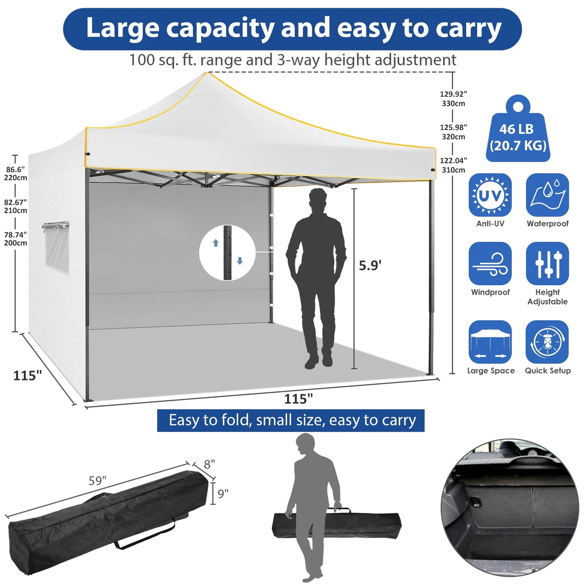 2026 SANOPY 10'x10' Pop up Canopy Tent Anti-UV Waterproof Outdoor Gazebo Instant Party Wedding Backyard Canopy Tent Shade Shelter for Backyard, Patio, Parties,Khaki