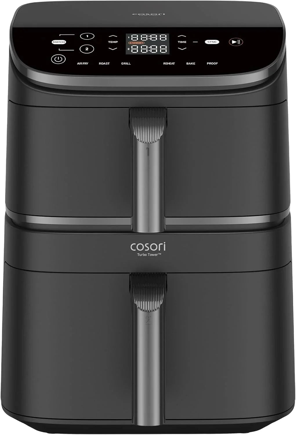 2026 Cosori Turbo Tower Freidora de Aire10,8L con Cesta Verticales, Cocción en 3 Niveles que Ahorra Espacio, 2630 W, 6 funciones, 2 DC Motores, Más de 50 Recetas Completas en Línea