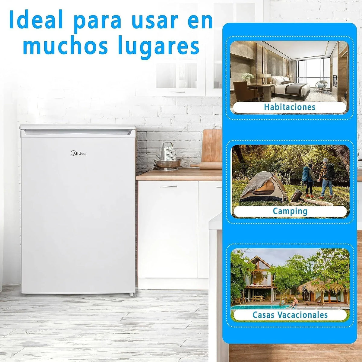 2026 Midea Nevera pequeña 113L con Congelador – Mini frigorífico pequeño para la Habitación/Caravana/Camping – Mini Bar Bajo Consumo – Frigorifico Bajo Encimera Silencioso 39dB + Congelador – 16º/ – 24º