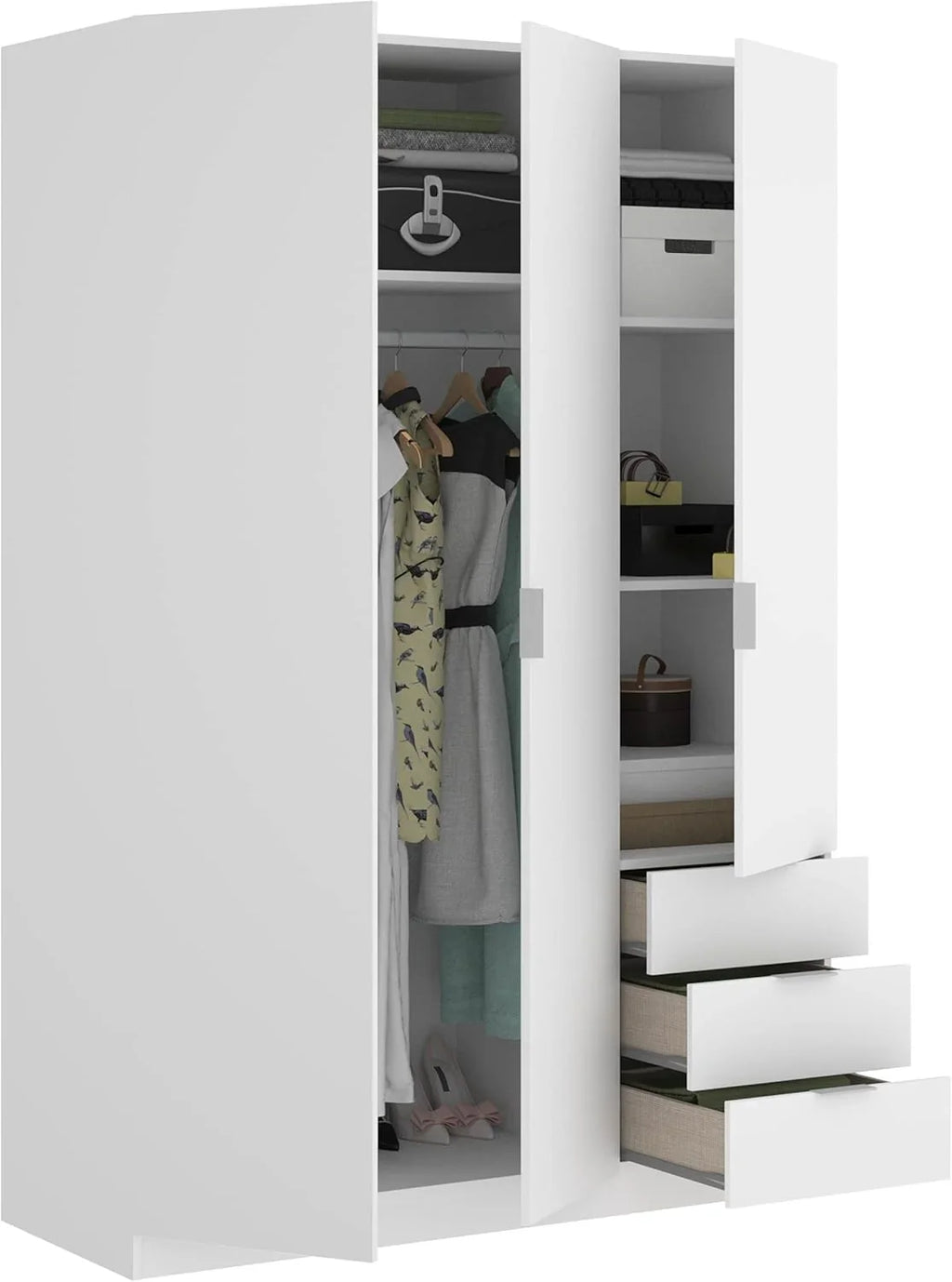 2026 DEKIT GRUPO RIMOBEL Armario Ropero 3 Puertas Y 3 Cajones – Blanco – 121X184X52 Cm